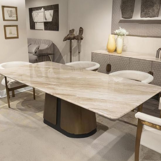 Compass Marble Pedestal Dining Table- Variation Available